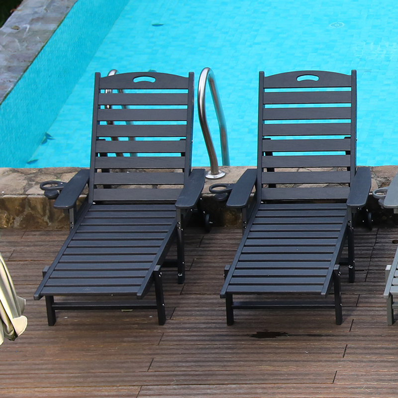 Chaise longue d'extérieur en PEHD, Black