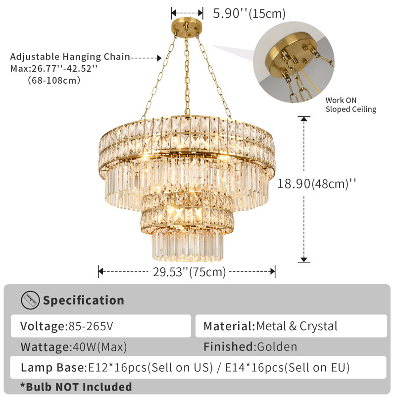Lustre gradué à niveaux 16 lumières Siamon