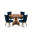 L'ensemble de salle à manger 5 pièces comprend une table de cuisine et 4 chaises de salle à manger rembourrées en tissu de polyester bleu marine avec dossier capitonné, noyer antique-1047640879-1047955801-1051816181