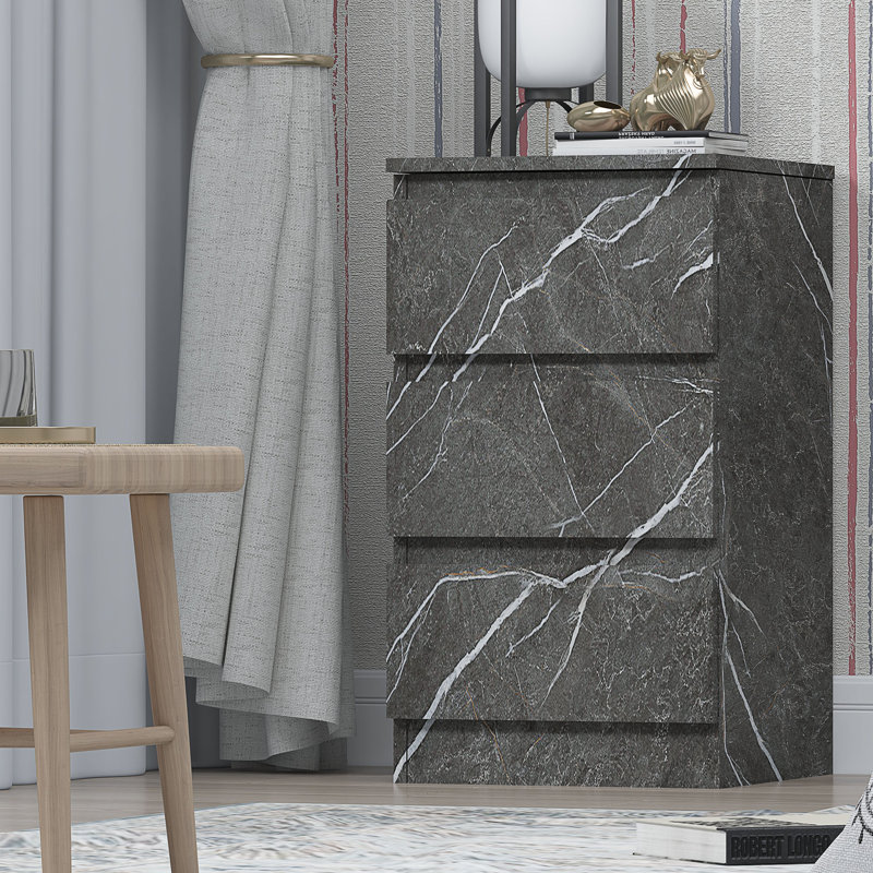 Deraz 38cm W Bedside Table, Grey