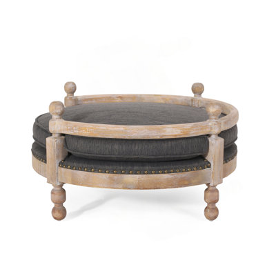 Round Wooden Frame Pet Bed With Cushion