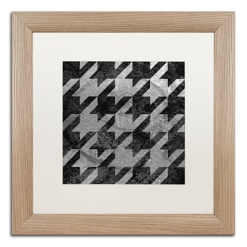 Jadaya 'Houndstooth VI' Framed Graphic Art, White, 16" H x 16" W, Silver Framed Canvas