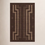 Hand Tufted Wool Geometric Area Rug in Brown