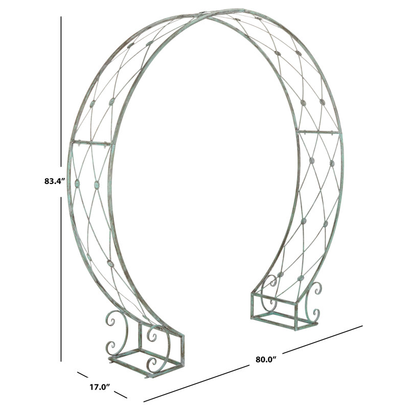 17'' W x 80'' D Iron Arbor, Antique Green