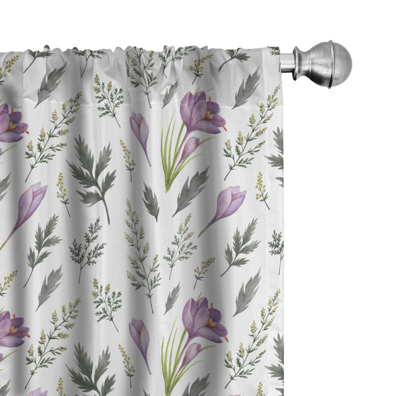Floral Light Filtering Polyester Rod Pocket Curtain Panels, 84"