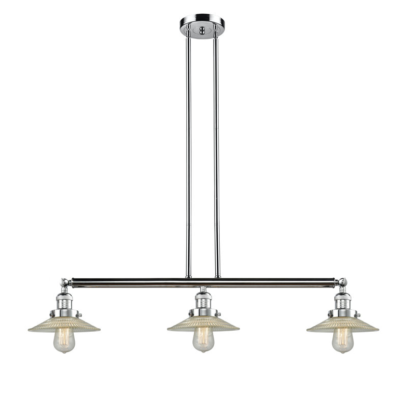 Luminaire suspendu linéaire à 3 lumières pour îlot de cuisine Miramontes, Ampoule DEL 6 watts Vinage, Chrome poli