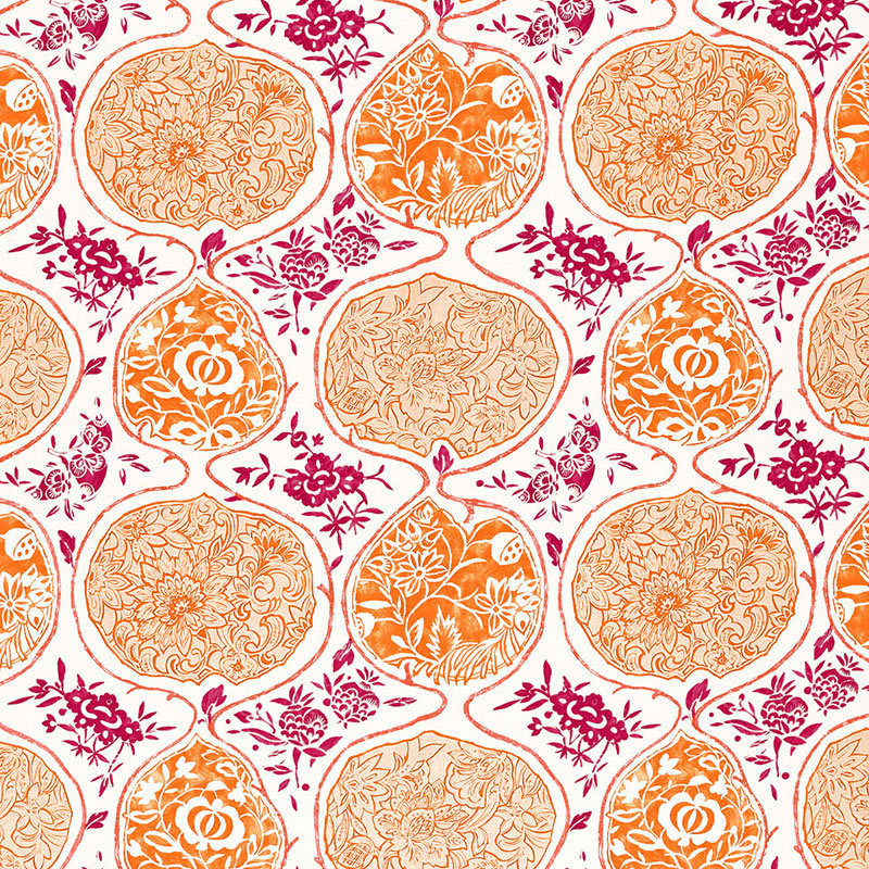 Tissu Katsugi, Tangerine / baie
