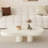 Cloud Shaped Coffee Table, Modern White End Table with 3-Leg Triangular Base, Compact Accent Table for Living Room-1808981321