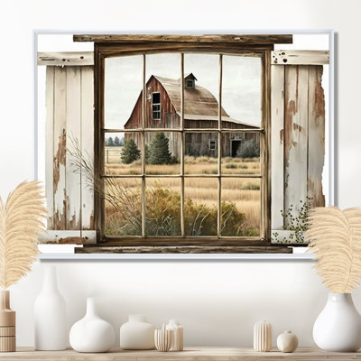 Window View to Farm II - Farmhouse wall art, Farm canvas art