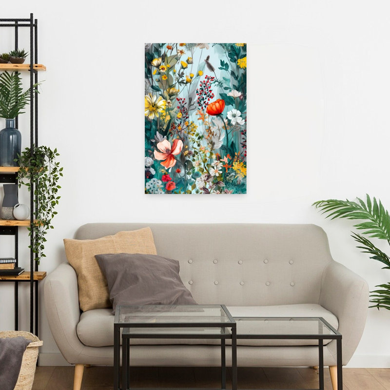 Art contemporain, art abstrait fleur naturelle, H 24 po x l 16 po