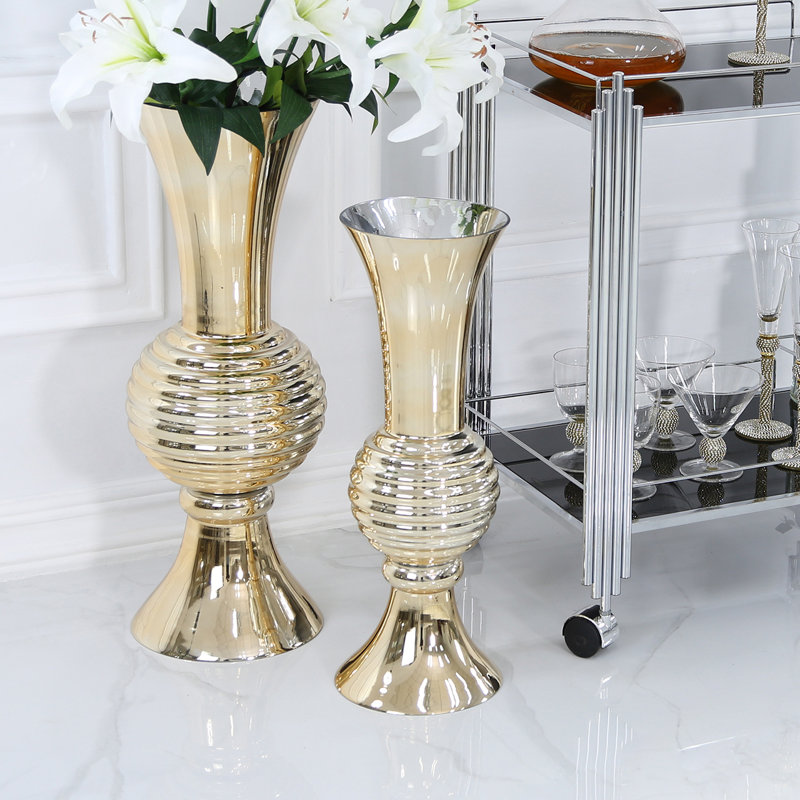 Crew Glass Floor Vase, 55cm H x 20cm W x 20cm D, Gold