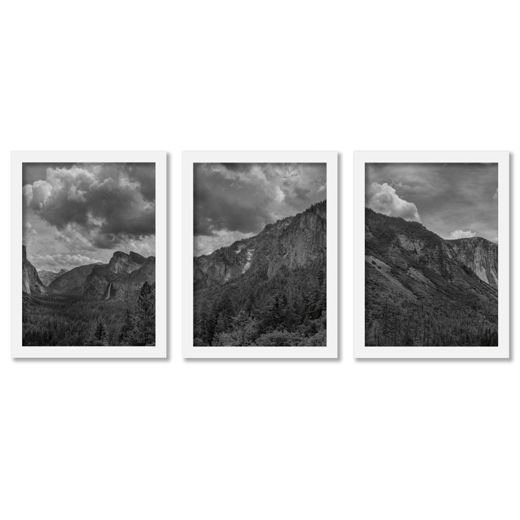 Loon Peak® Black Mountain Range Framed On Wood 3 Pieces by Andre ...