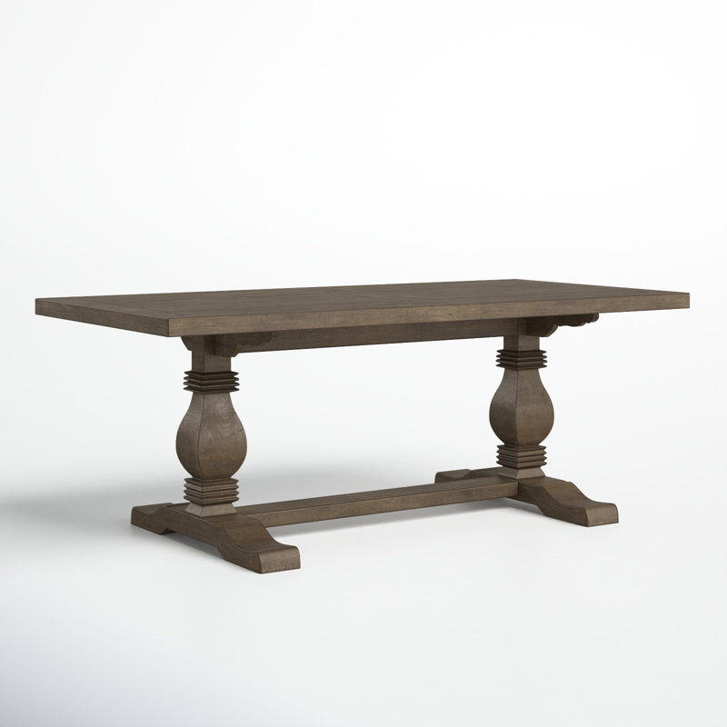Kinston 78" Solid Wood Trestle Dining Table, Distressed Brown