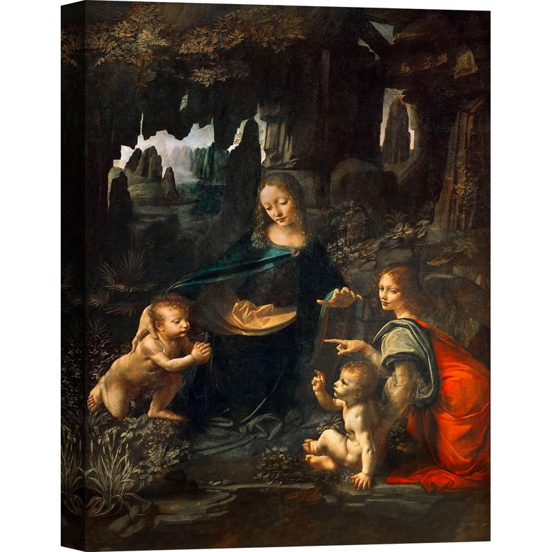 Virgin Of The Rocks [Paris] by Leonardo Da Vinci - Wrapped Canvas Painting, 100cm H x 70cm W x 4cm D