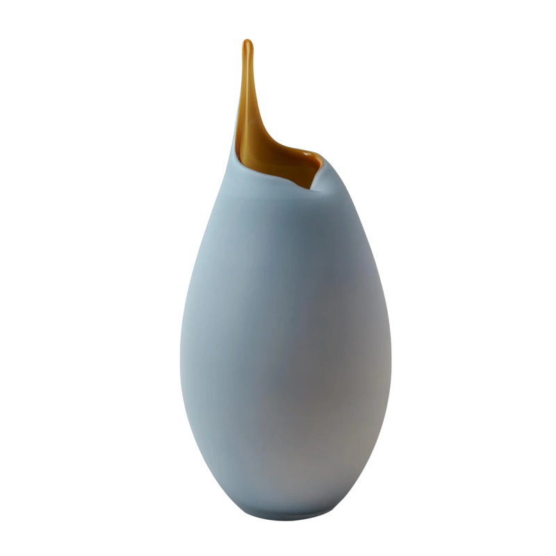 Frosted Vase w/Amber Casing, Blue, 22" H x 9.5" W x 9.5" D