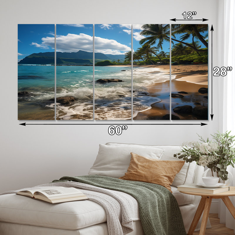 «Aloha Tropical Dreamscape II - Maui», reproduction sur toile - 5 panneaux égaux