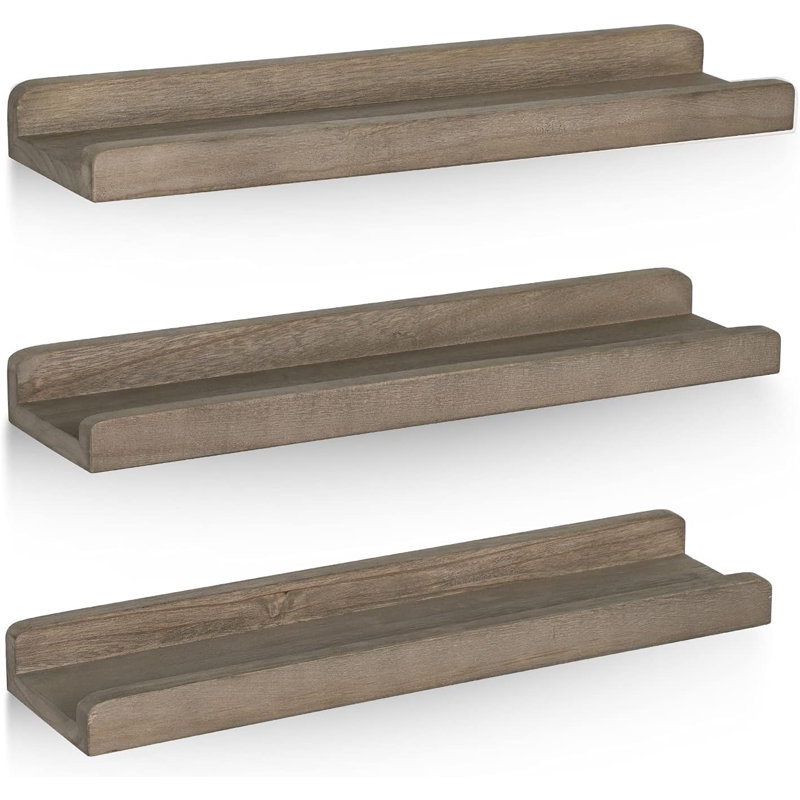 3-Piece 16.99"  Floating Shelves Wall Mounted ,Wood Floating Shelves For Storage Display Shelves For Bathroom/kitchen/bedroom/living Room,Gray