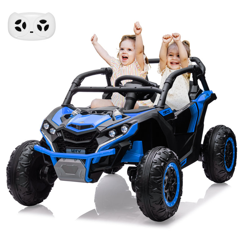 24V 2 places Ride On UTV pour enfants avec télécommande lumières DEL et musique, Bleu