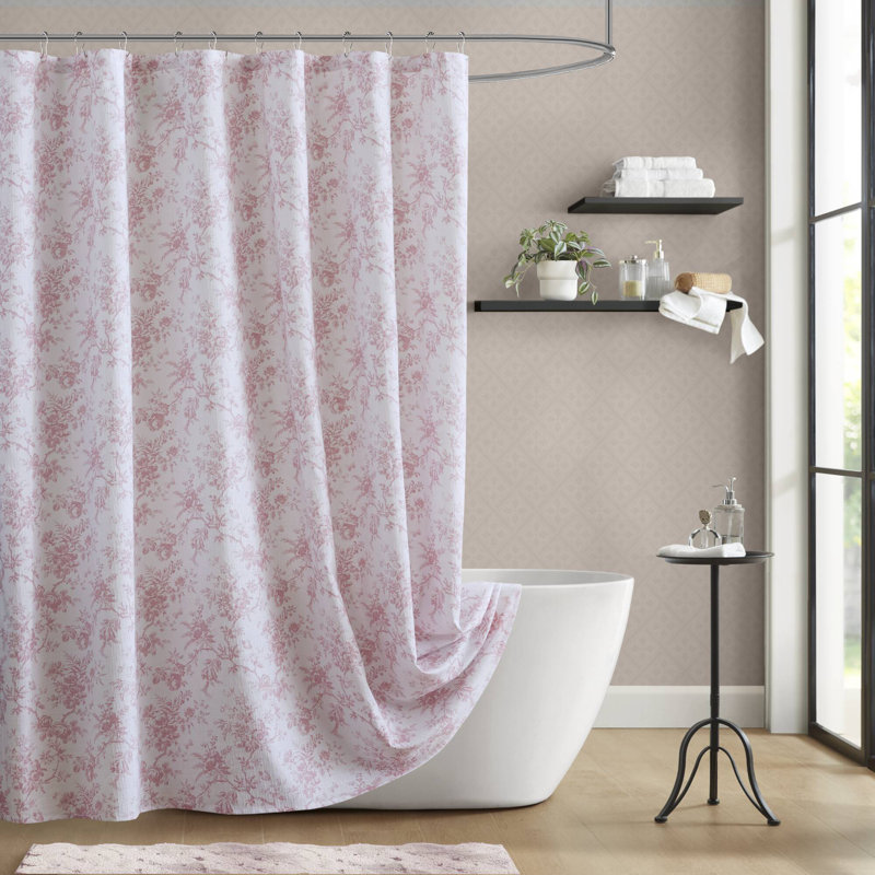 Rideau de douche Walled Garden, H 84 po x l 72 po, Rose