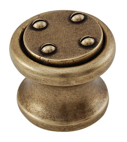 Archimedes Mushroom Knob, 1" H x 1" W x 0.875" D, Antique Brass