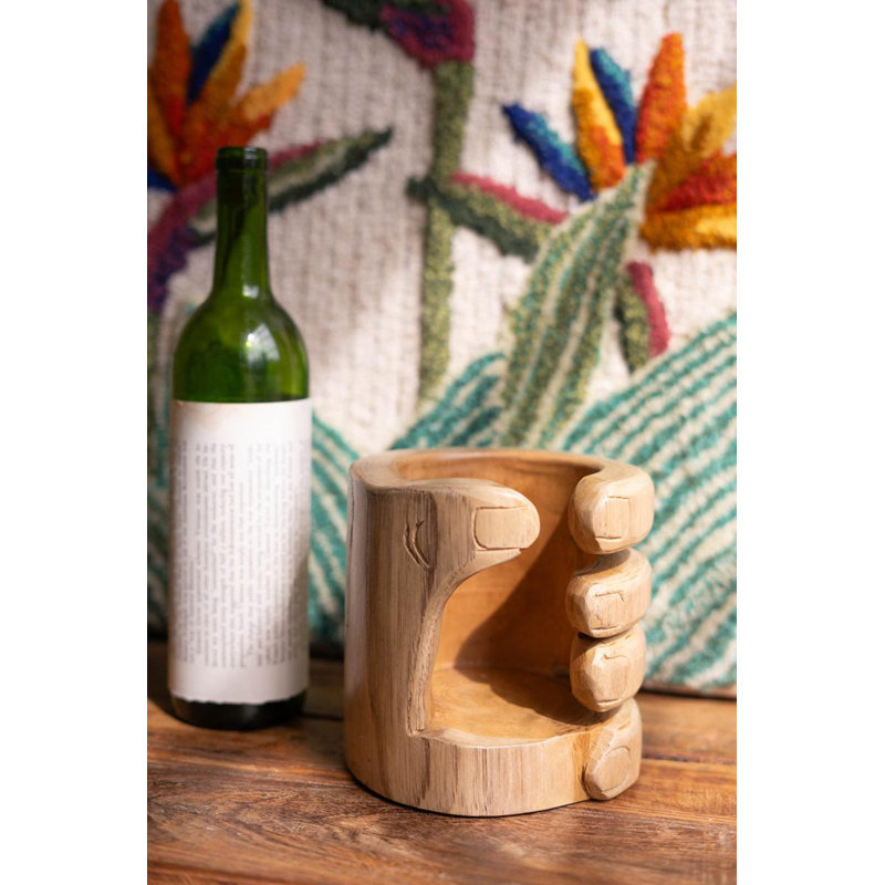  Support à vin décoratif en bois de teck