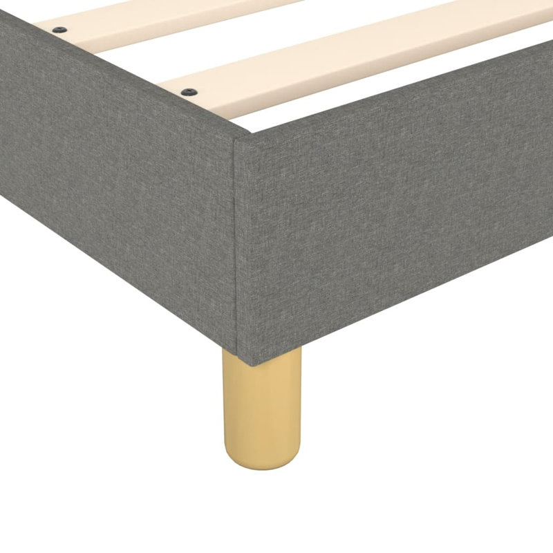 Box Spring Bed Frame Dark Grey Twin XL Fabric , Dark Gray, Twin XL