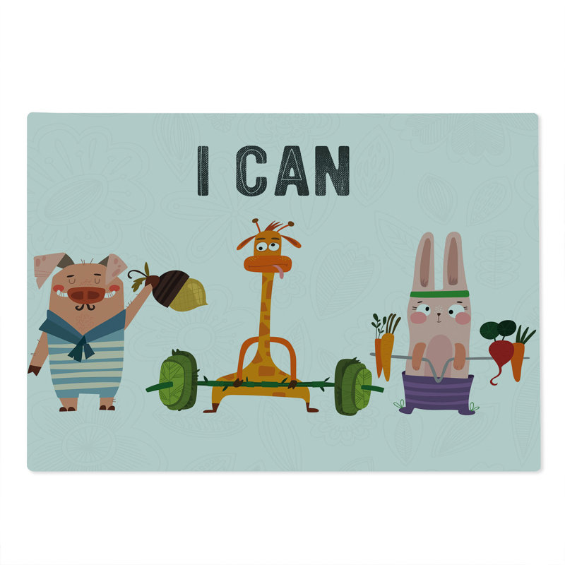 Ambesonne Fitness Cutting Board Large Size Animals Exercise Multicolor