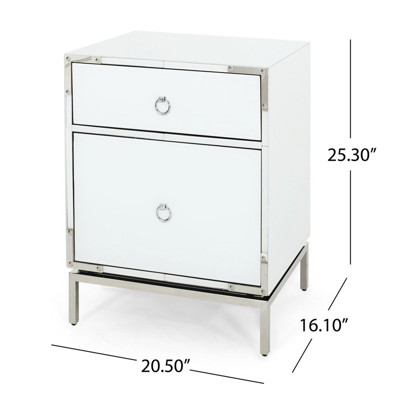 Table de chevet moderne blanche avec armoire - minimaliste, verre élégant 2, style élégant