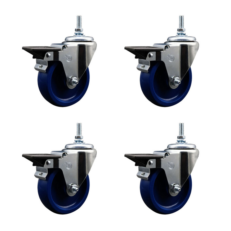 Polyurethane 12MM Threaded Stem Caster with Brake