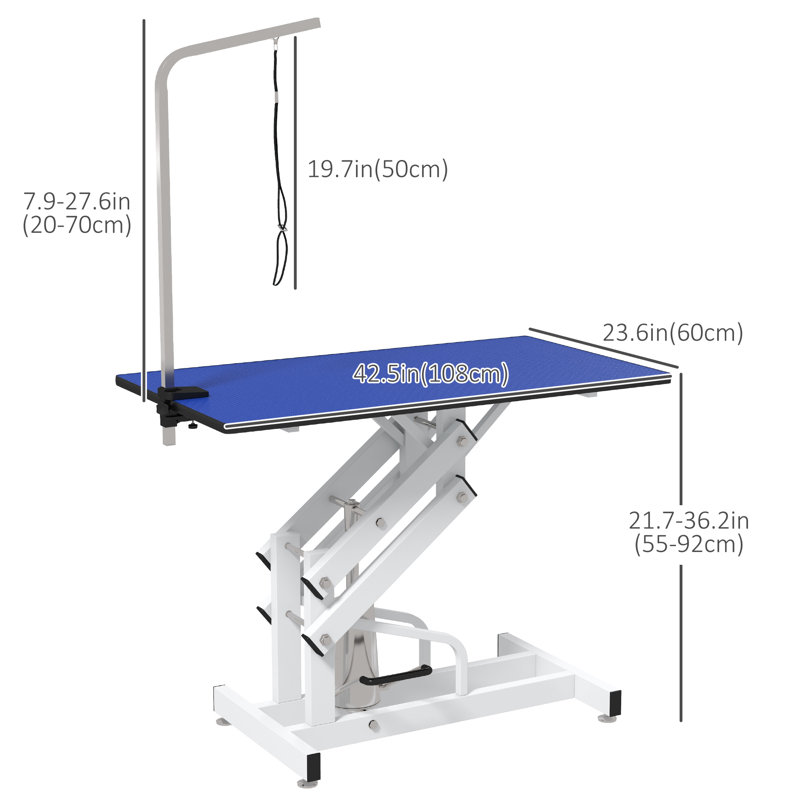 Table de toilettage pliable pour chien avec accoudoirs 36,2 po x l 42,5 po x P 23,6 po