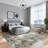 Modern Abstract Area Rug 9x12 Large Washable Rug with Non Slip TPR Rubber Backing, Contemporary Carpet, Low Pile Non Shedding Floor Covering, Soft Thin Foldable Mat for Open Spaces, Colorful-1357862315-1357862325