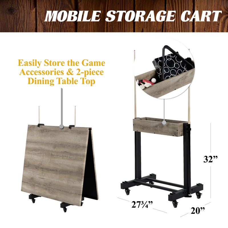 Barrington Billiards Westmont 3-in-1 Combination Table includes 7’ Billiard Table, Table Tennis and Dining Top with Game Accessories & Rolling Storage Caddy