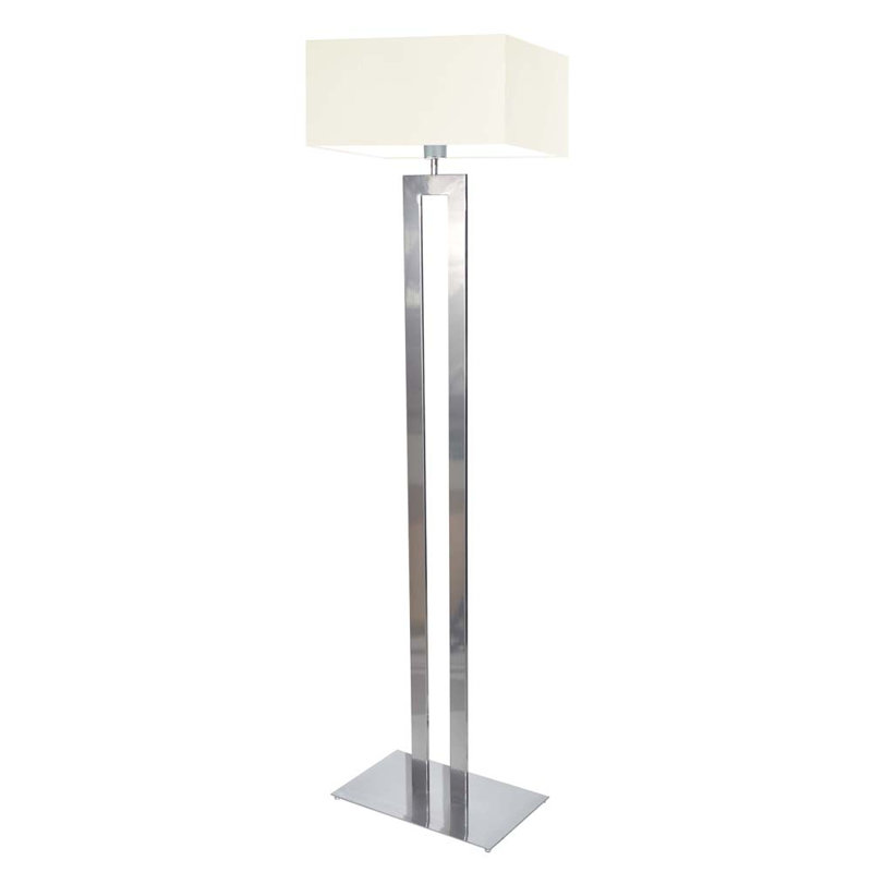 Arsh 161cm Traditional Floor Lamp, Silver, Ecru