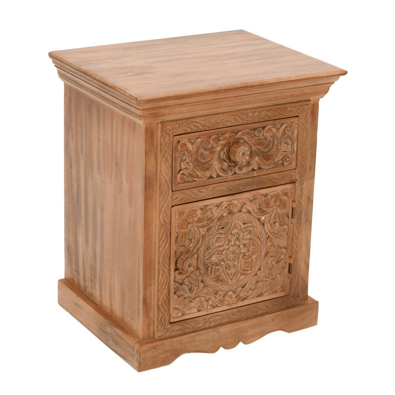 Cassanora Solid Wood Drum End Table