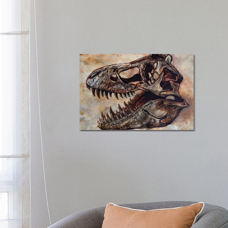 Tyrannosaurus Rex Dinosaur Skull by Harm Plat - Wrapped Canvas Painting, 66.04 cm H x 45.72 cm W x 3.175 cm D