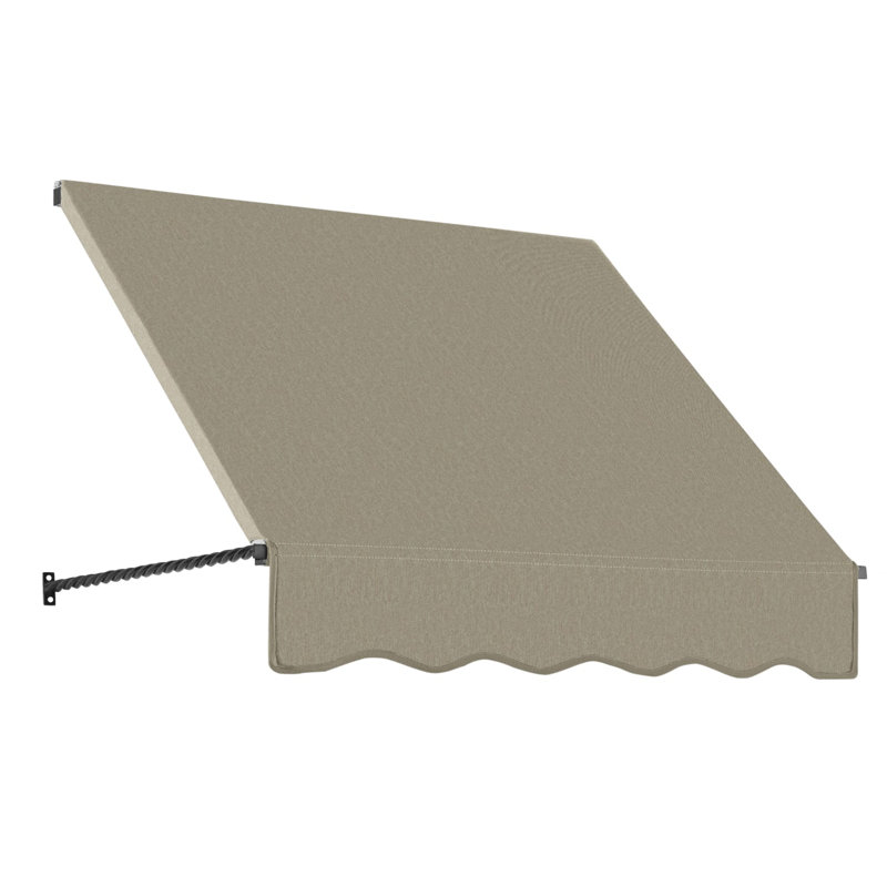 Awntech Santa Fe Acrylic Fabric Fixed Awning with Iron Rope Arms, 44" H x 40.5" W x 36" D, Burlap Sack