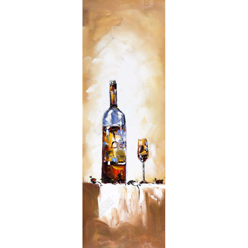 Toile vin blanc - art mural de cuisine brun encadré