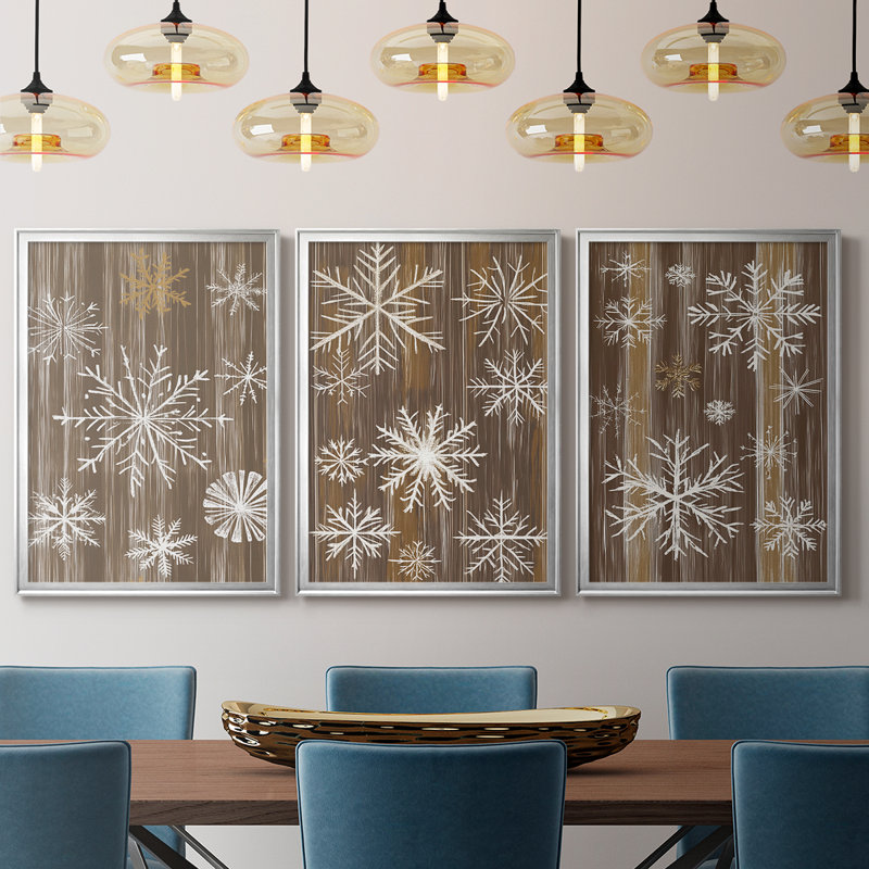 Christmas Holiday Art Liv - 3 pièces sur toile tendue avec châssis encadré