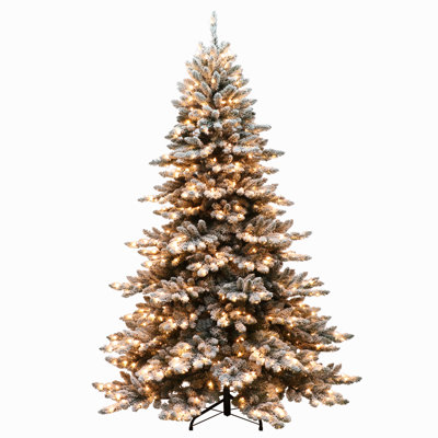 Green Realistic Artificial Spruce Flocked/Frosted Christmas Tree with Lights
