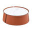Table basse 31,5 pouces avec aspect marbre et cuir de selle orange, plateau en fer