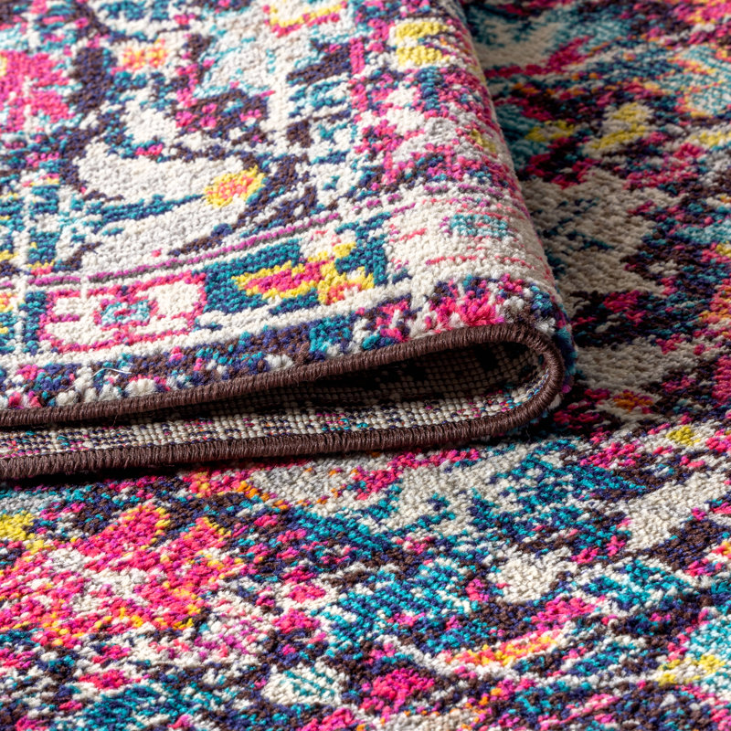 Latrobe Modern Persian Boho Floral Multi/Purple Rug, Square 5'3"