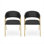 Ensemble de 2 chaises d'appoint rembourrées, tissu noir jais avec pieds en métal doré, P 22 po x l 23 po x H 30 po, sièges de salle à manger modernes