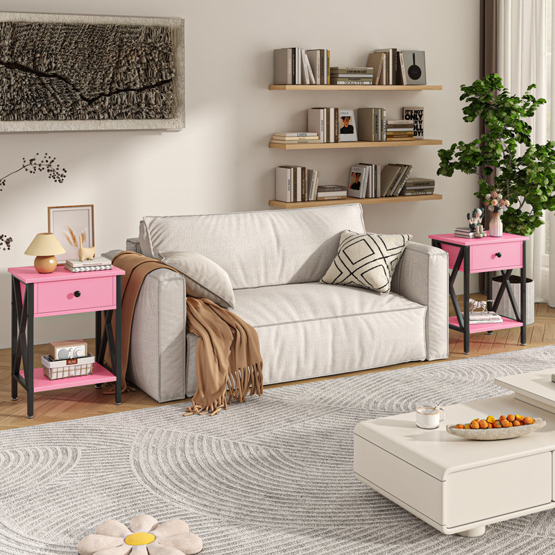 Demmer End Table with Storage, Pink