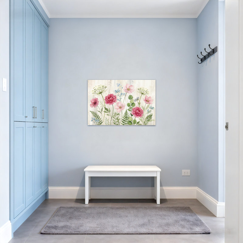 Plantes et fleurs, jardin floral, roses roses et feuilles vertes, H 12 po x l 18 po