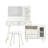 Bedroom Makeup Desk In White With 3 - Color Lighting Modes, Retractable Drawers, Fluted Glass Door, And Stool Vanity High Definition Led Lights, Adjustable Cabinet, Drawer Compartments, Power Outlet-1732501290