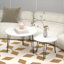 Ensemble de tables basses gigognes blanches pour petits espaces, MDF et amp; Cadre en métal