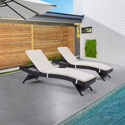 Outdoor Chaise Lounge (set Of 2) With Cushion by Ebern Designs
