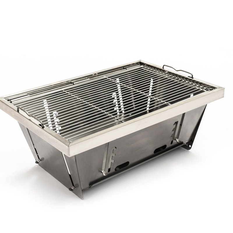 Barbecue au charbon de bois pliable pour l'extérieur - acier chauffant, idéal pour le camping, les pique-niques et les voyages d'aventure