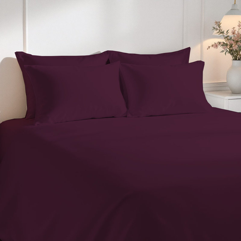 Ensemble de draps luxueux en microfibre de qualité supérieure, Aubergine, Ensemble de draps pour lit très grand californien