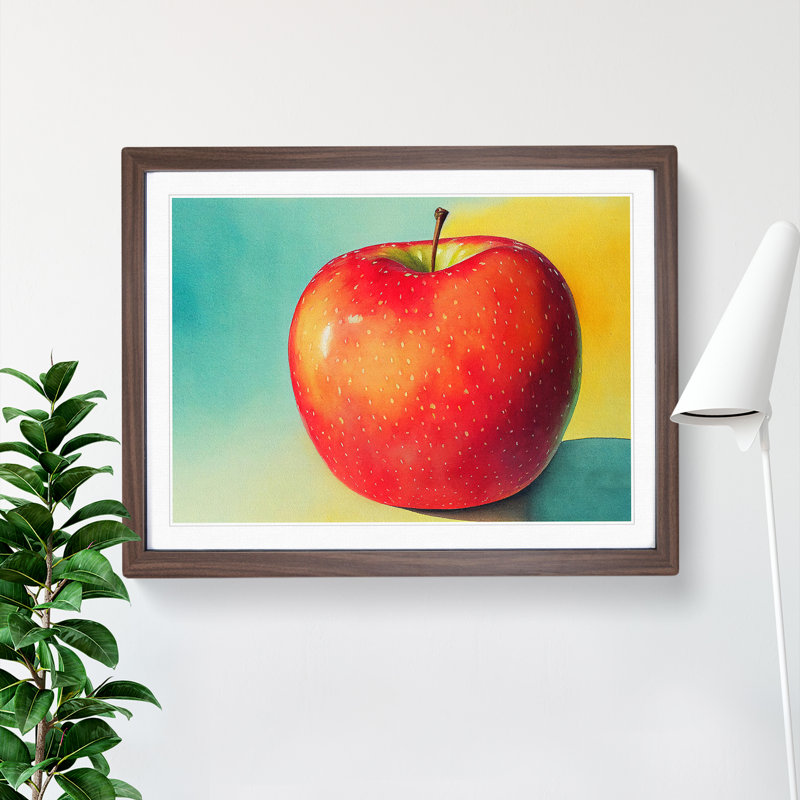 Single Apple Fruit Vol.1 - Single Picture Frame Print, Walnut Framed, 34cm H x 46cm W x 2cm D